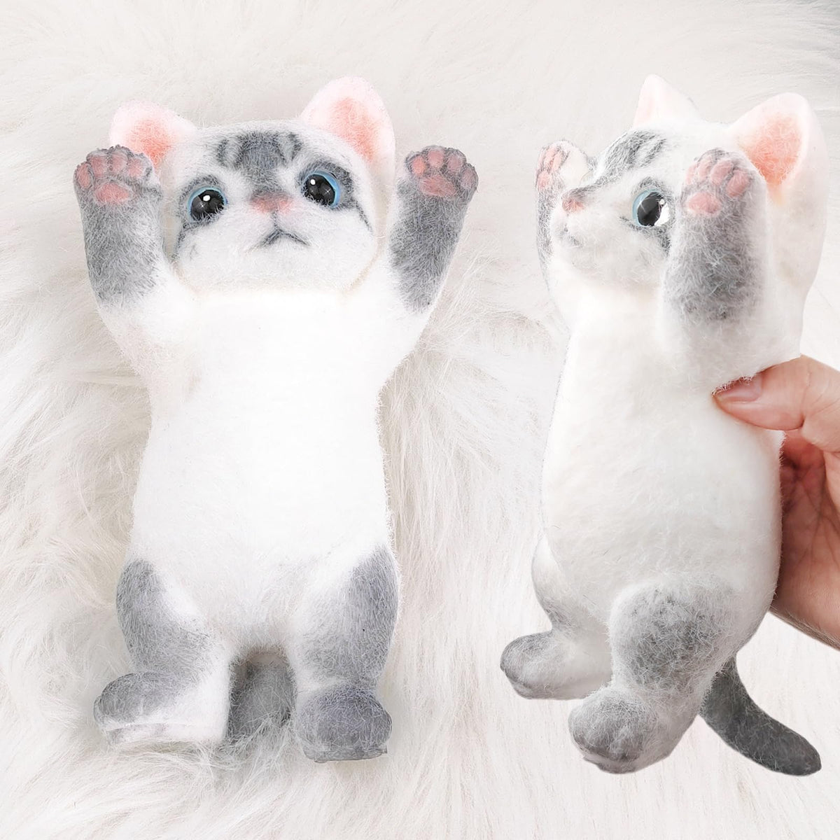 QOUXZ hand-painted cat squishy toy, large and ultra-soft, ideal for stress relief at home.