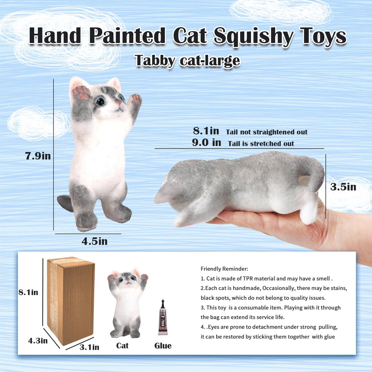QOUXZ hand-painted cat squishy toy, soft and colorful for sensory play and focus.