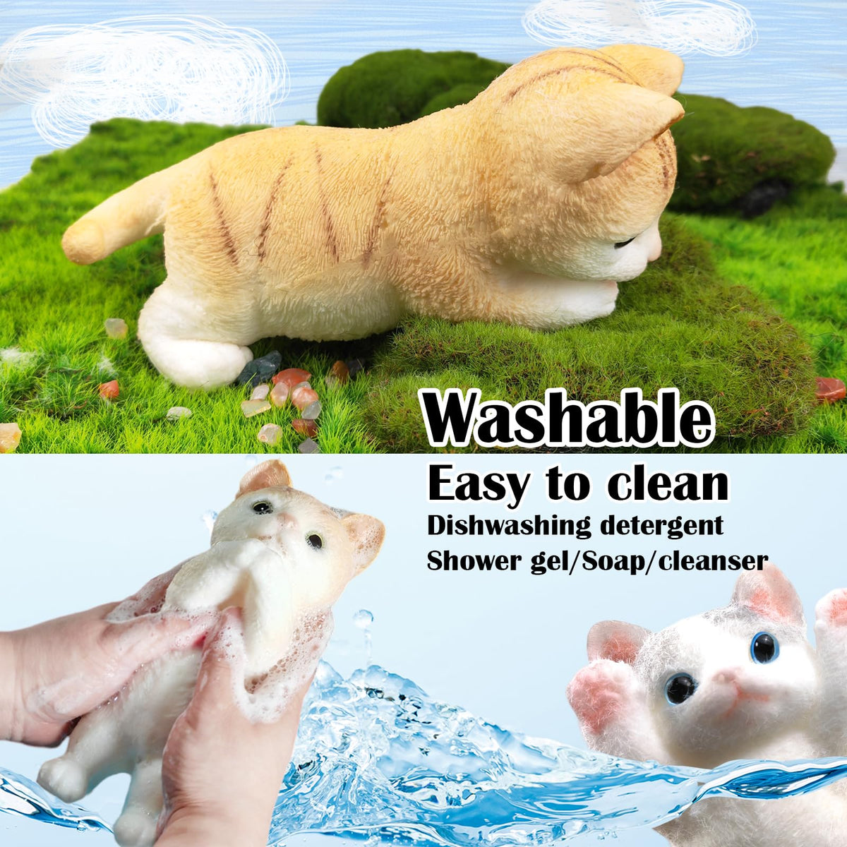 QOUXZ Cat squishy in use, kneadable for stress relief and focus.