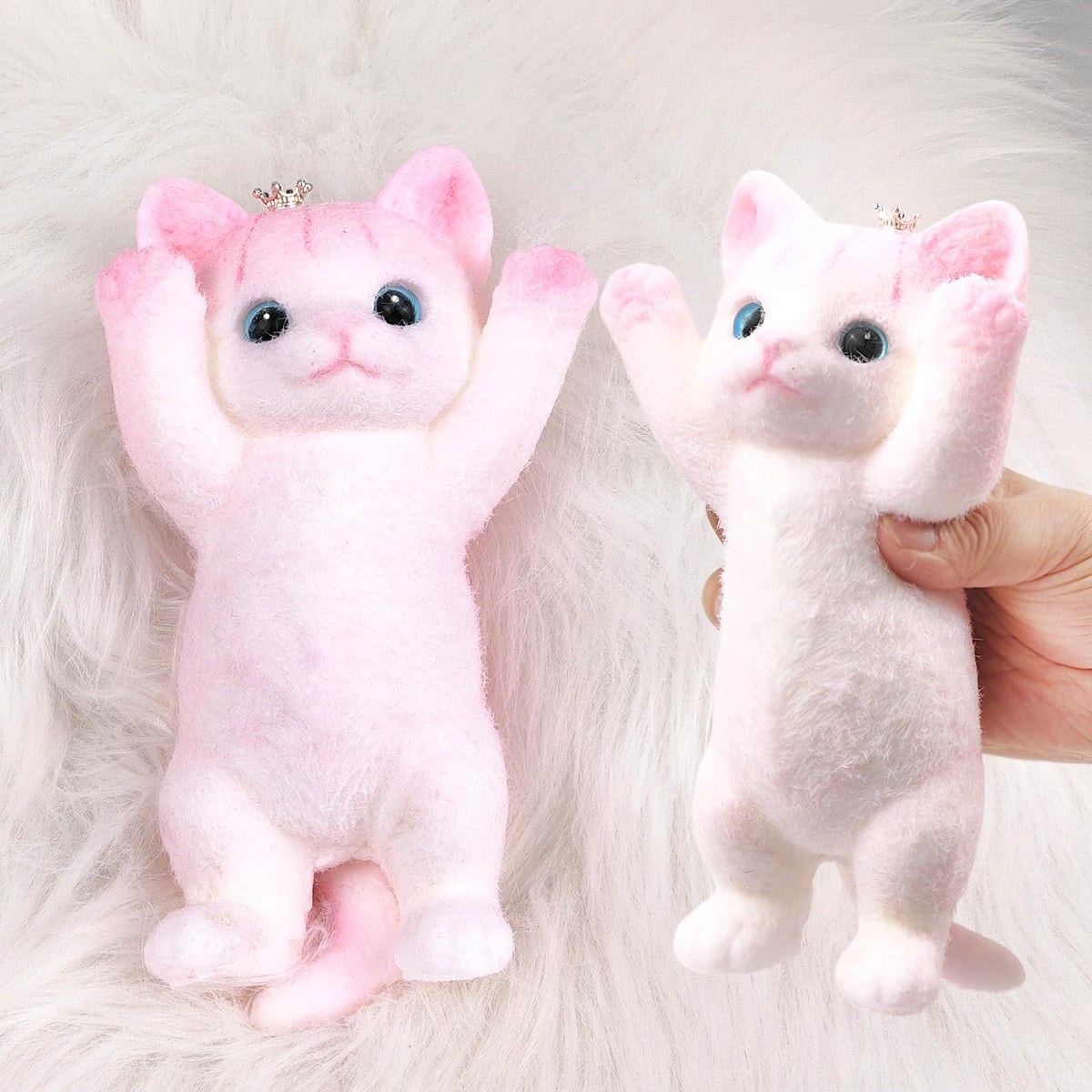 QOUXZ hand-painted cat squishy toy closeup for tactile stress relief.