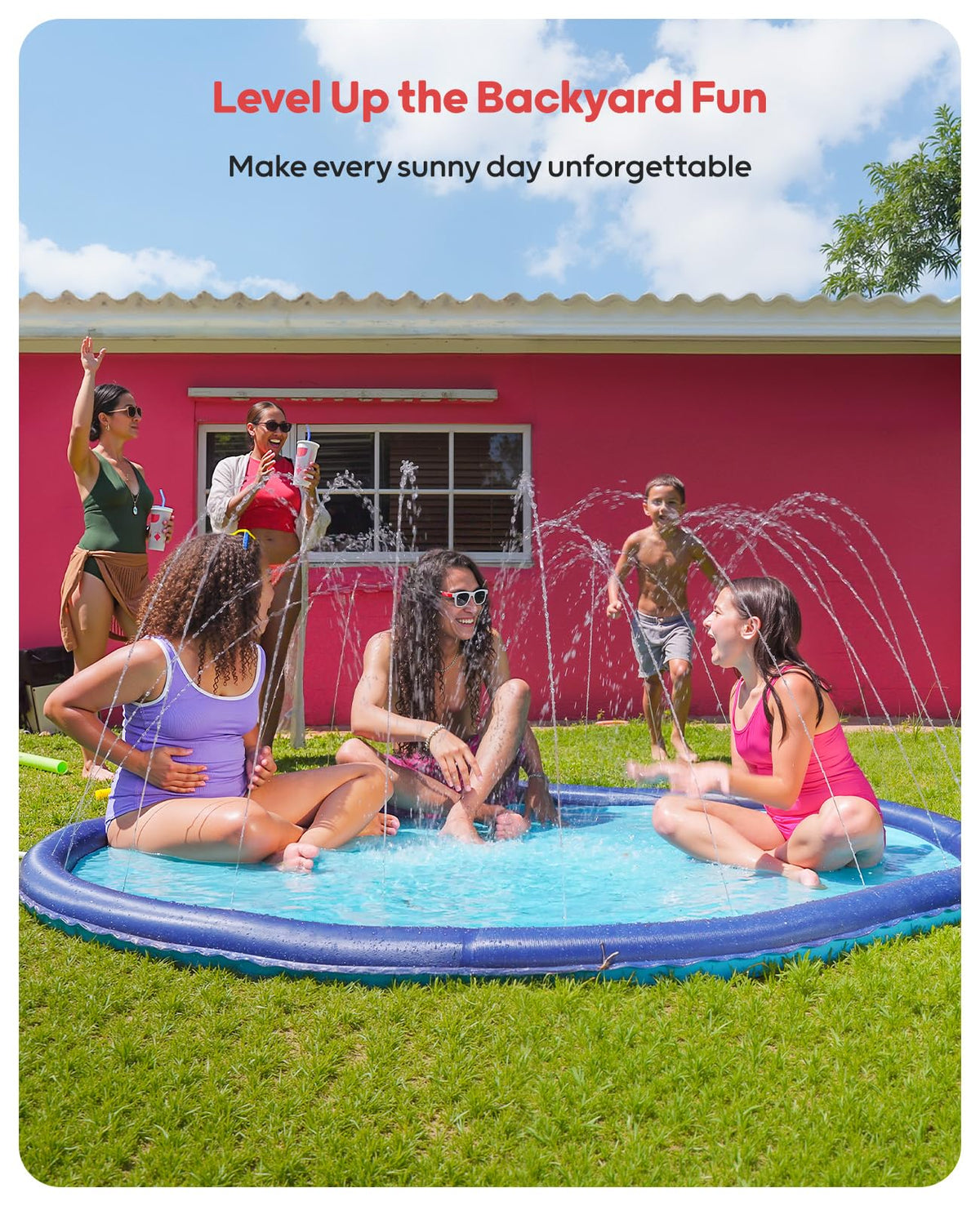QPAU Splash pad hose-based adjustable water spray in action