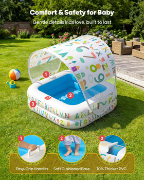 QPAU pool compact 35-inch size fits balconies and small spaces.