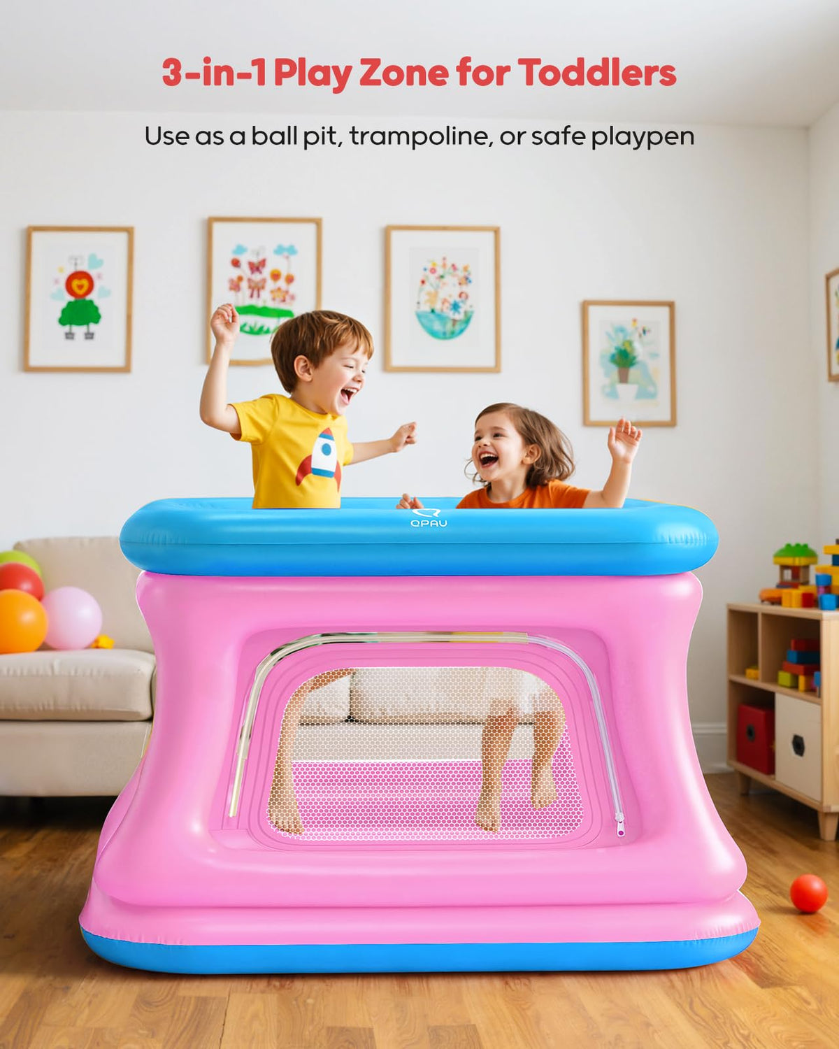 QPAU ball pit with 32 soft balls for sensory exploration and safe play