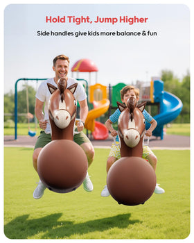 QPAU bouncy horse with handlebars for secure, comfortable bouncing.