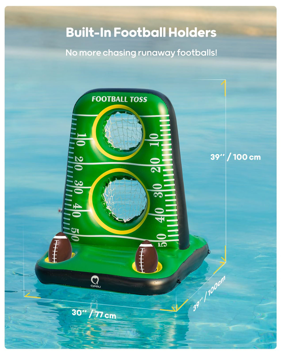 QPAU built-in ball storage keeps the gameplay organized on the pool edge.