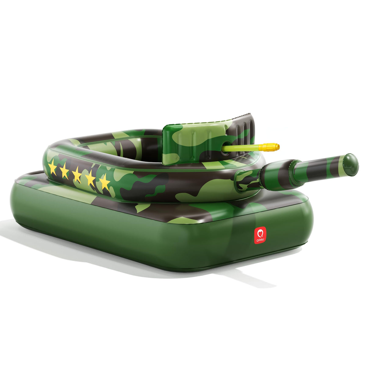 QPAU camouflage tank pool float designed for epic pool battles.