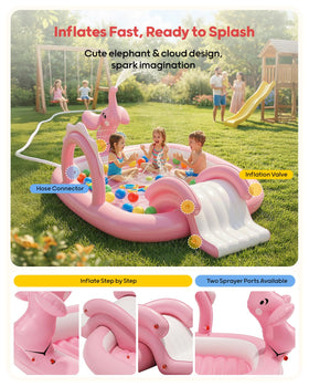 QPAU Elephant pool durable PVC material for kid-friendly use