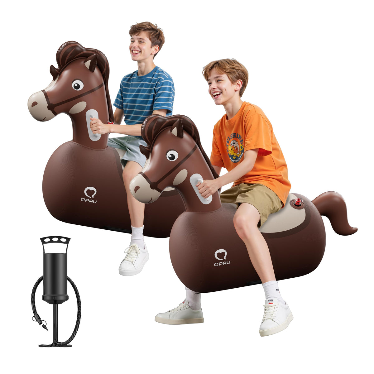 QPAU giant horse bouncer, front view, inviting energetic outdoor play