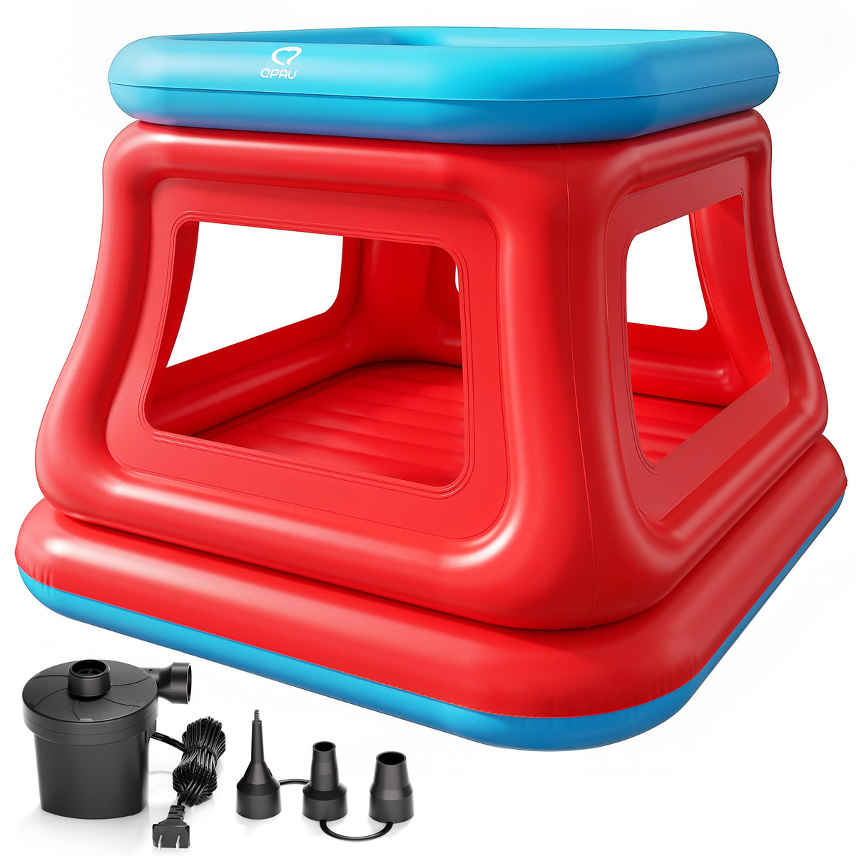 QPAU inflatable bounce house front view highlights indoor-outdoor fun for active kids