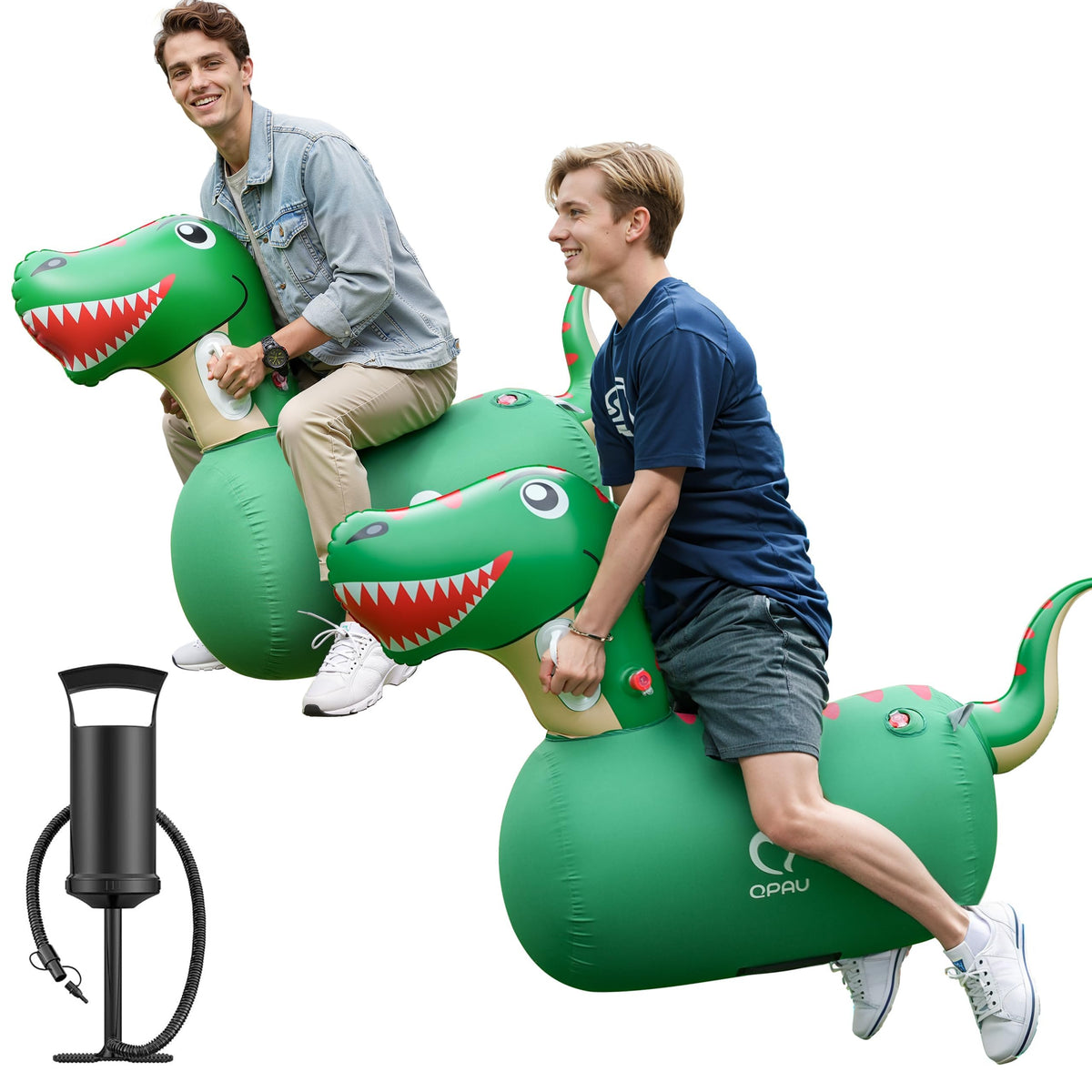 QPAU inflatable bouncy dinosaur two-pack ready for energetic indoors or outdoors play