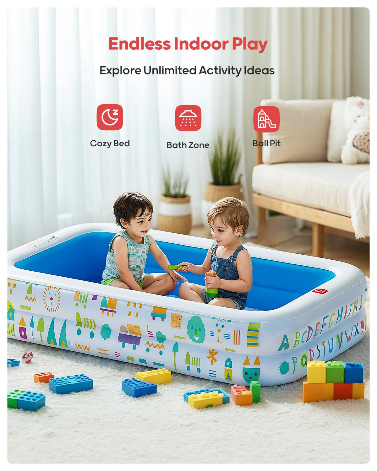 QPAU Kiddie Pool durable BPA-free material withstands active play safely.