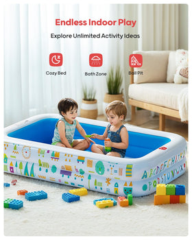 QPAU Kiddie Pool durable PVC resists punctures for long-lasting fun.