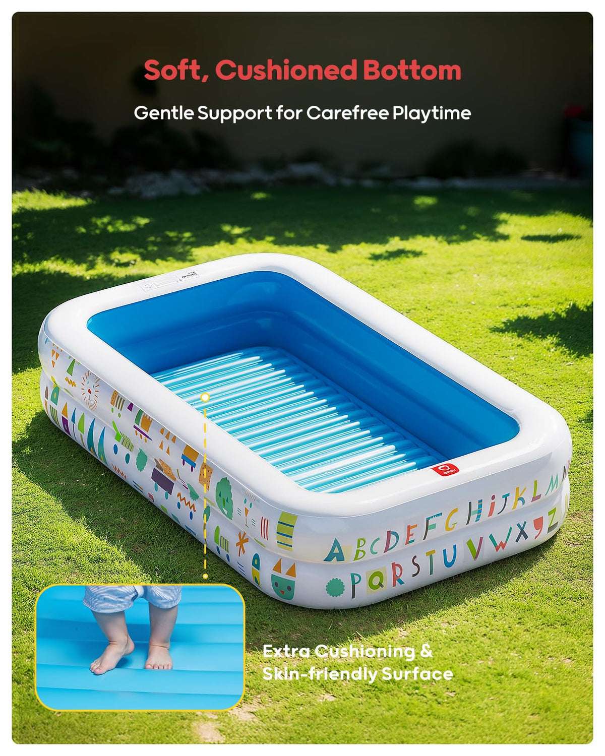 QPAU Kiddie Pool education prints teach letters and numbers during fun.