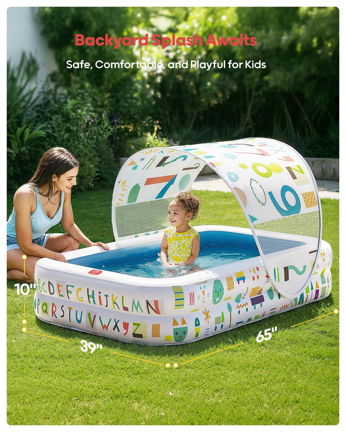 QPAU Kiddie Pool soft cushioned floor protects little feet during splash time.