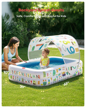 QPAU Kiddie Pool soft cushioned floor protects little feet during splash time.