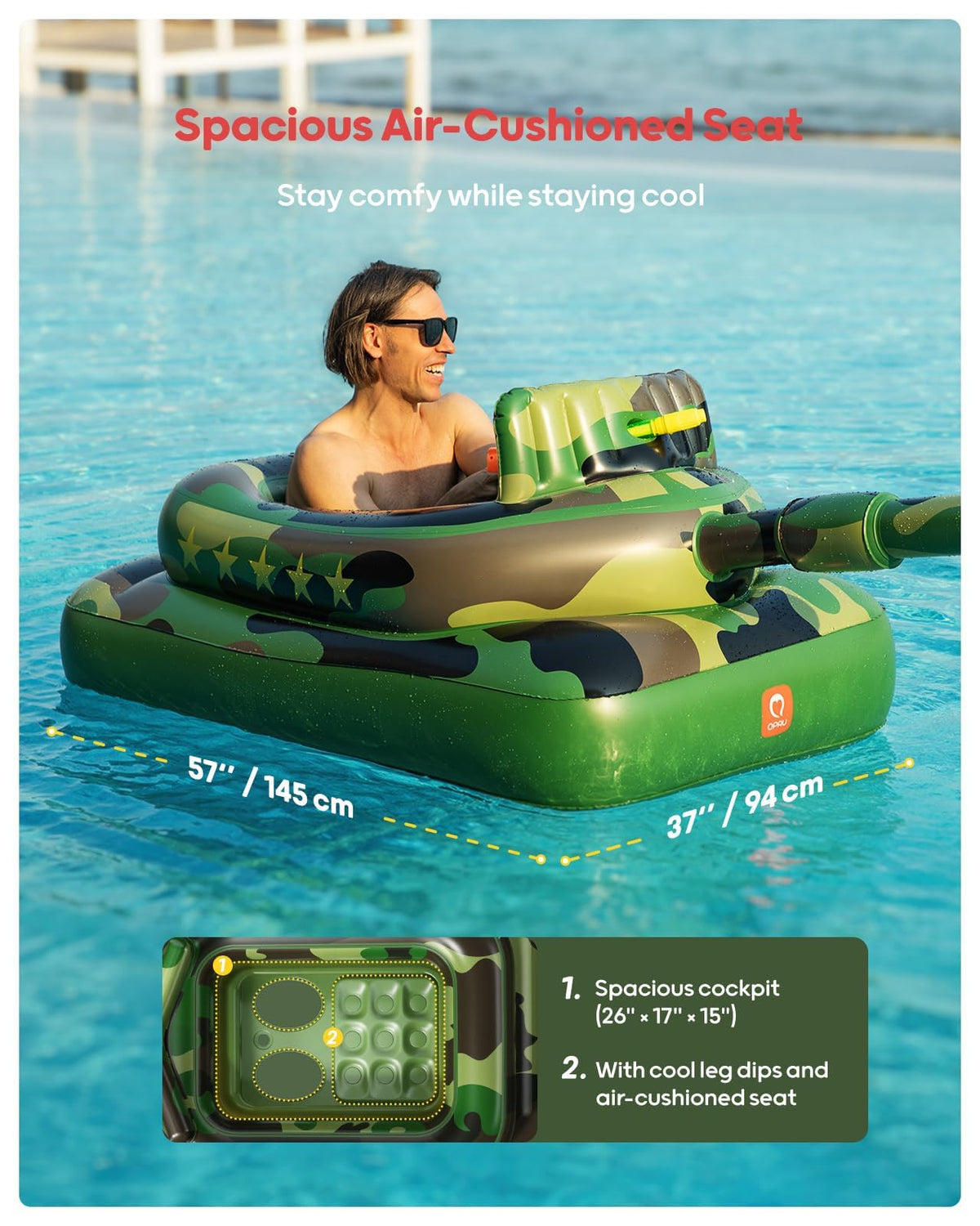 QPAU reinforced base supports active splashing and stability.