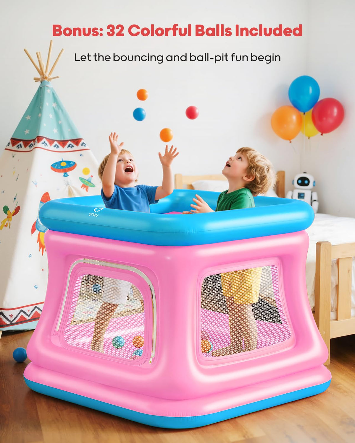 QPAU safety net with zippered door for secure play space