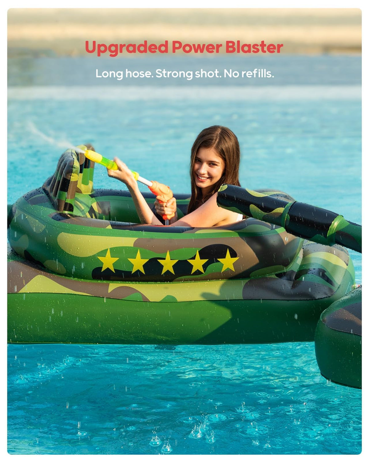 QPAU spacious-seat pool float keeps you cool while you play.