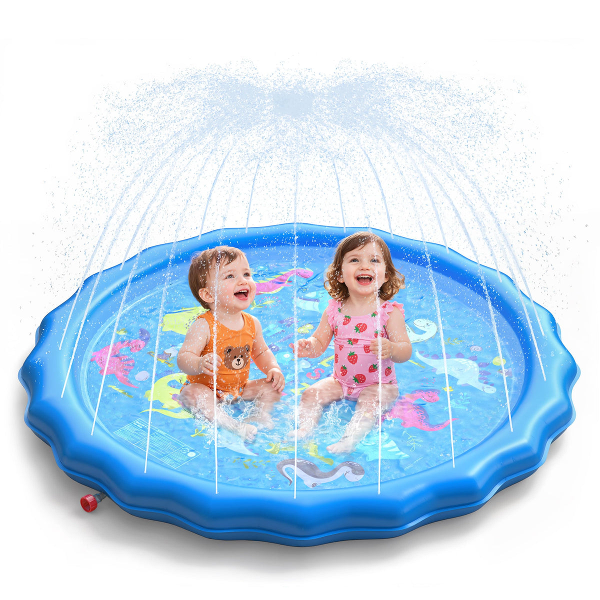 QPAU splash pad 67-inch diameter set up for backyard fun.