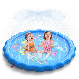 QPAU splash pad 67-inch diameter set up for backyard fun.