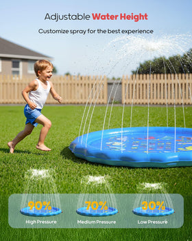 QPAU splash pad adjustable height feature for customizable sprinkling fun.