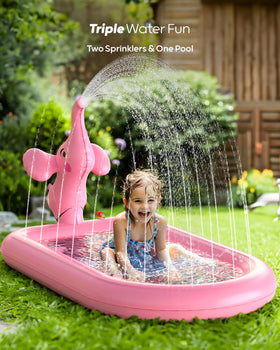 QPAU pink elephant tail water spout delivering playful jet