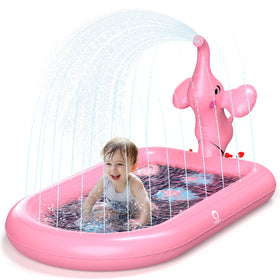 QPAU pink elephant splash pad ideal for toddlers' water play