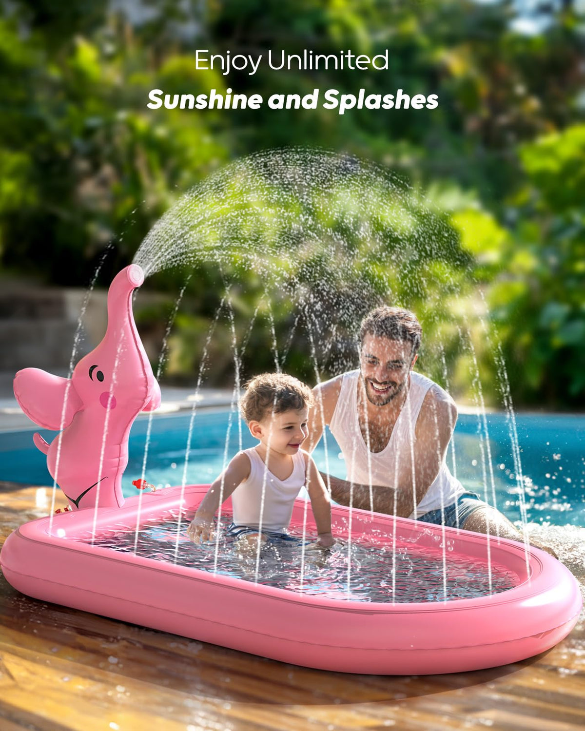 QPAU splash pad with rim sprinklers for cooling sprays