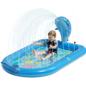 QPAU whale splash pool with 65x40 inch footprint for spacious toddler play