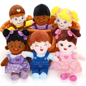 Qpewep Basket of Baby Plush Dolls 8-inch collection with soft textures for comforting play.