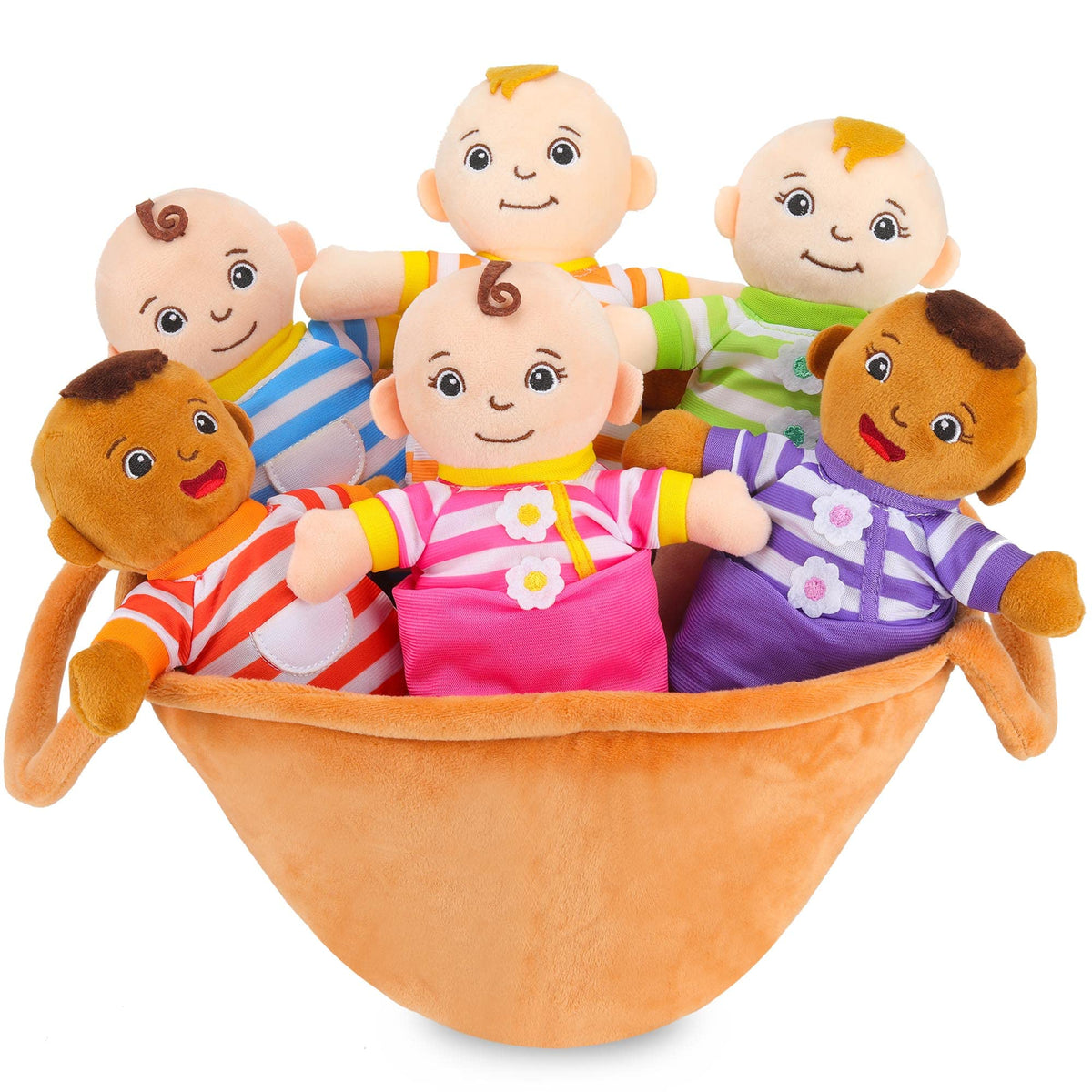 Qpewep embroidered-face dolls with safe, durable details.