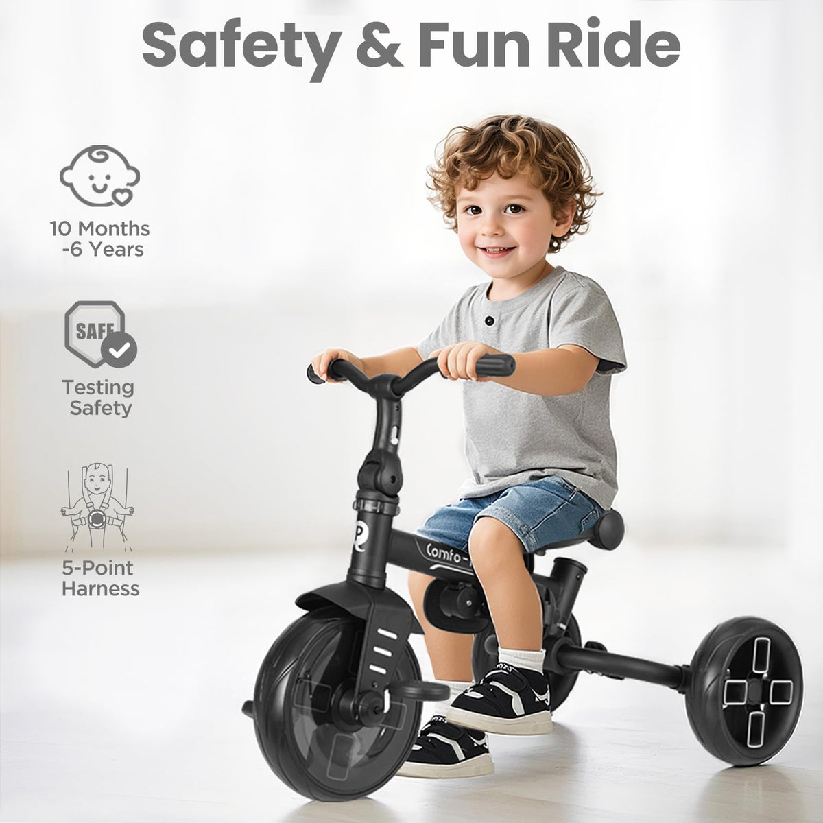 QPlay stroller bike 360-degree seat for face-to-face moments with caregiver.