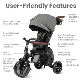 QPlay detachable backpack stores toys and snacks for quick access.