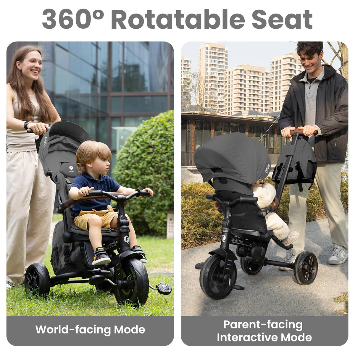QPlay canopy provides UPF 50+ sun protection during outings.