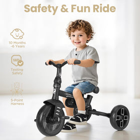 QPlay Toddler Bike Stroller five-point harness secures the child safely