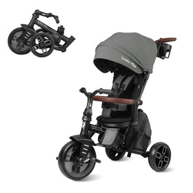 QPlay toddler bike stroller folded for compact car trunk storage.
