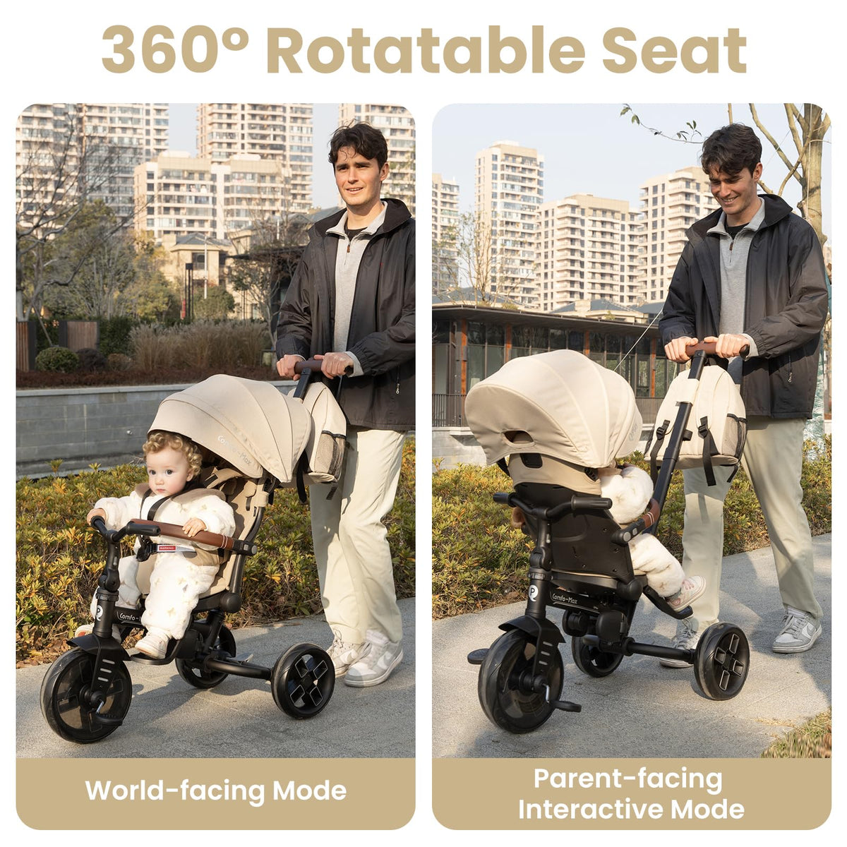 QPlay Toddler Bike Stroller 360 swivel seat for parent bonding