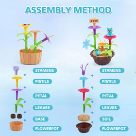 QPOU flower garden insects add playful details for storytelling and imagination.
