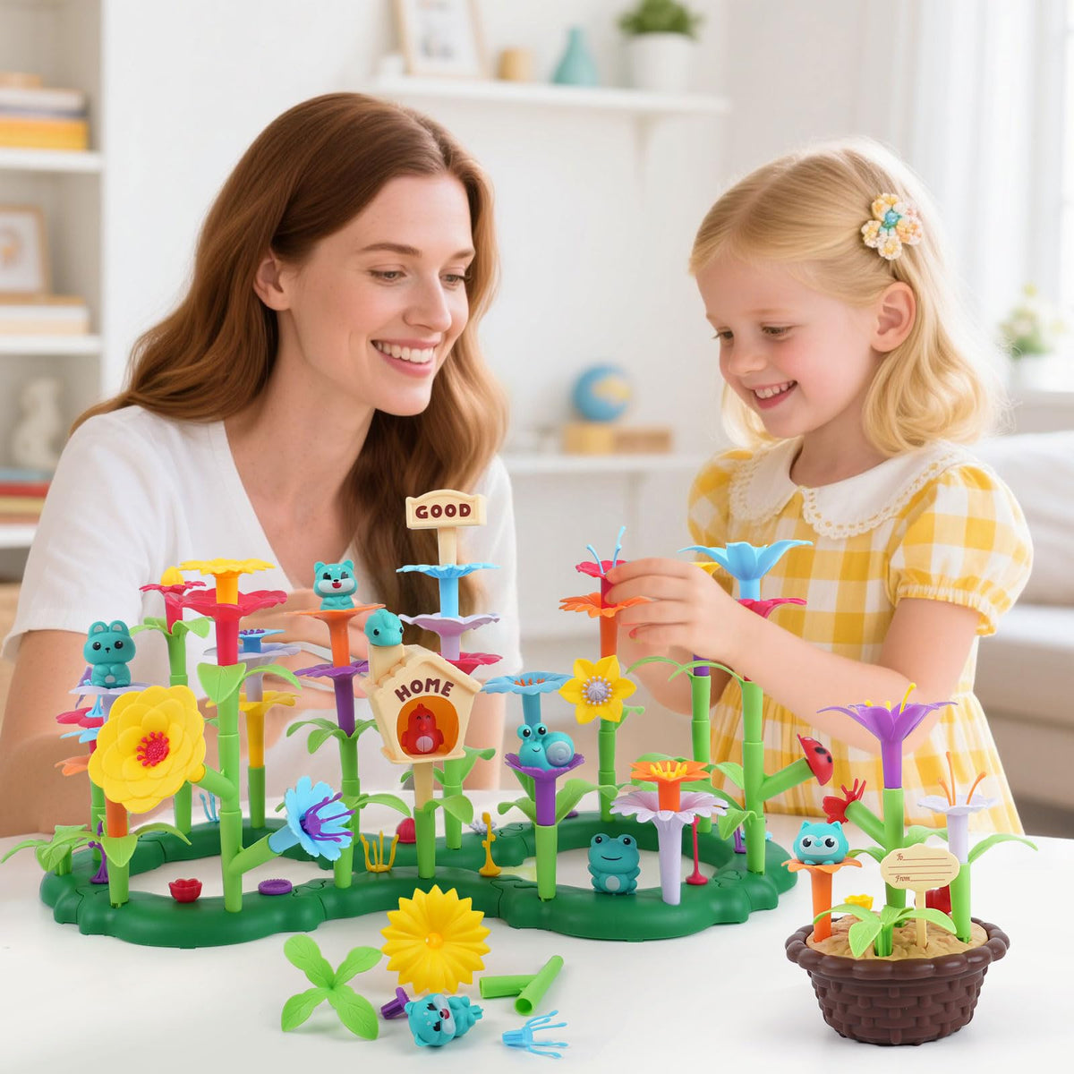 QPOU flower garden stems enable versatile builds and boost spatial awareness.