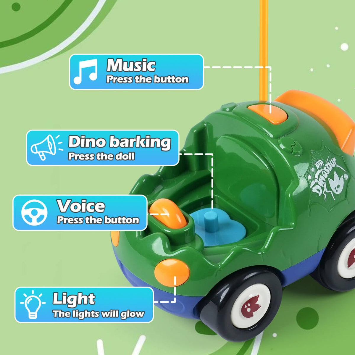 QPOU gift-ready dino car creates memorable birthdays and holidays for young dinosaur fans.