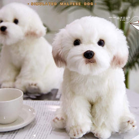 QREZAA Maltese dog face plush highlights air-brushed details for realism.