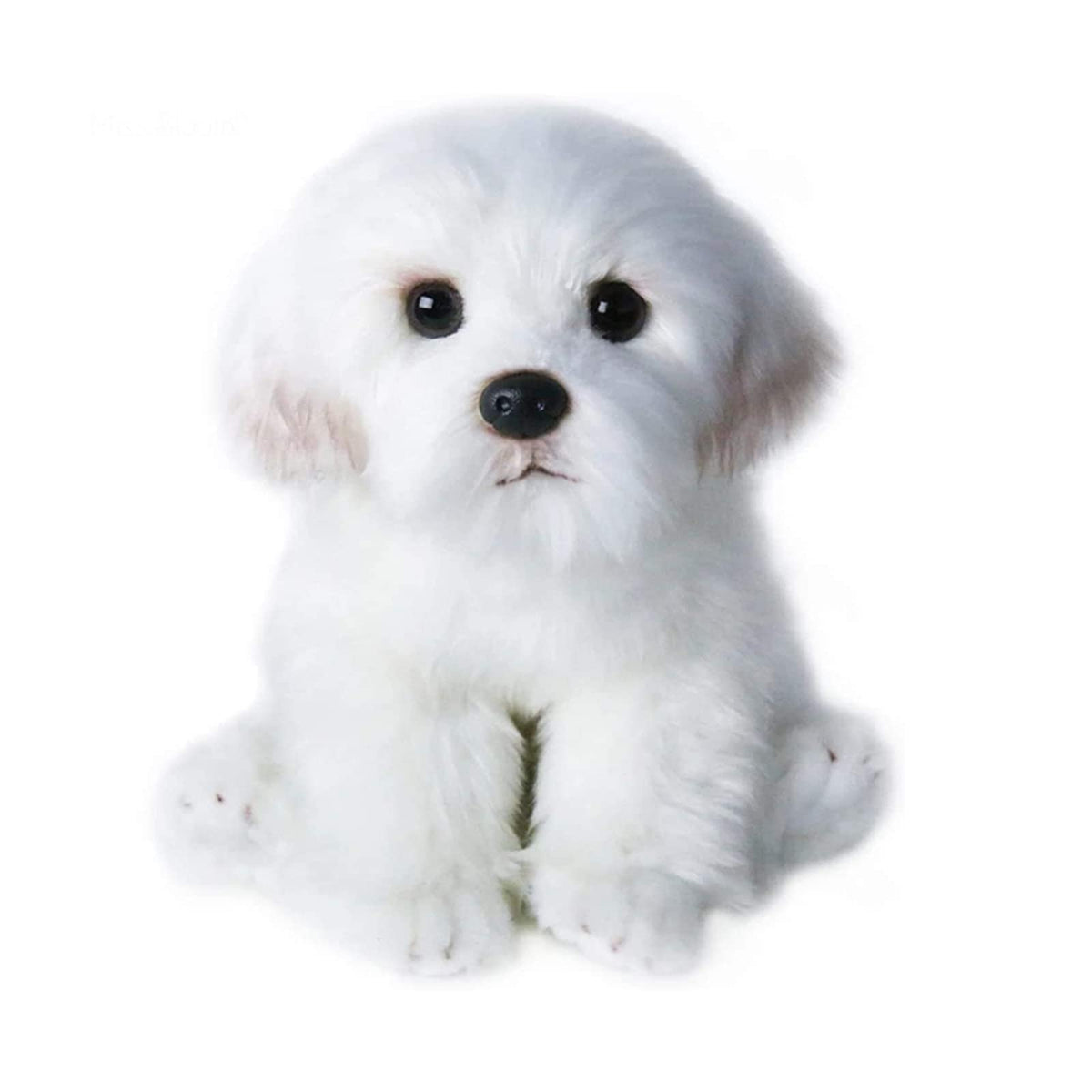 QREZAA Maltese plush, 14-inch, a cuddly lifelike companion for kids and collectors.