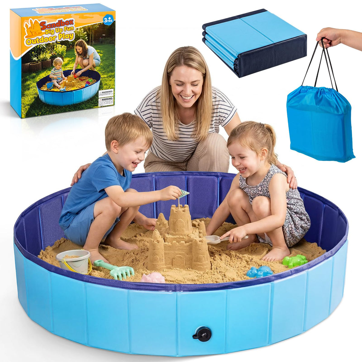 Qrooper foldable sandbox extended-setup for quick indoor or outdoor play.
