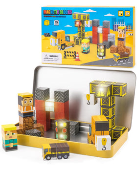 Qrooper Magnetic Blocks 45pcs in a compact travel case for on-the-go creativity and tidy storage.