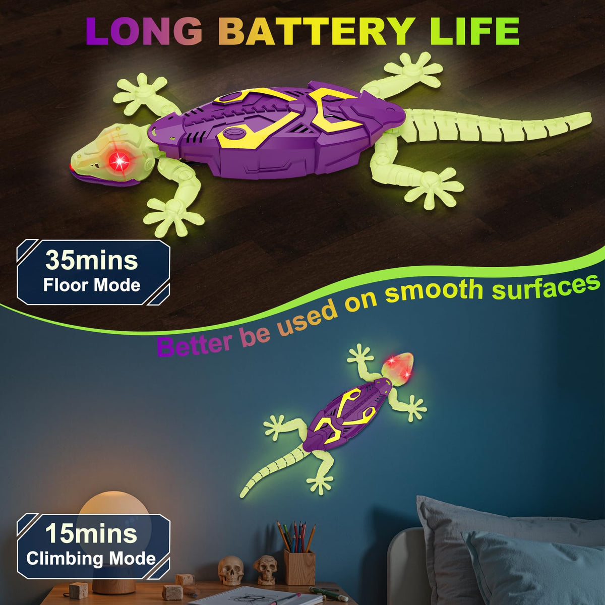Qrooper RC gecko remote control enables precise 360-degree moves.