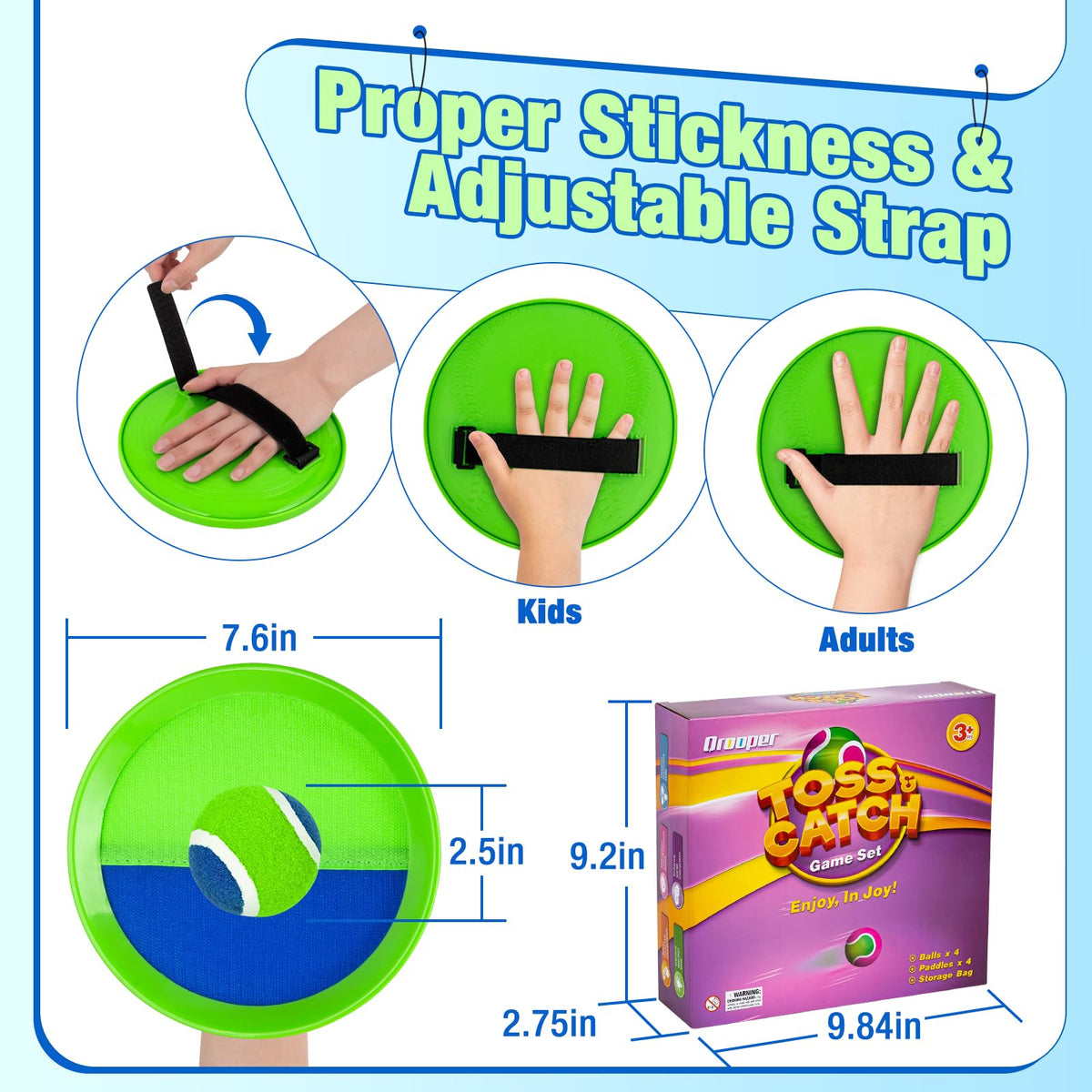 Qrooper Sticky Toss and Catch enhances beach or pool time with shared laughter.