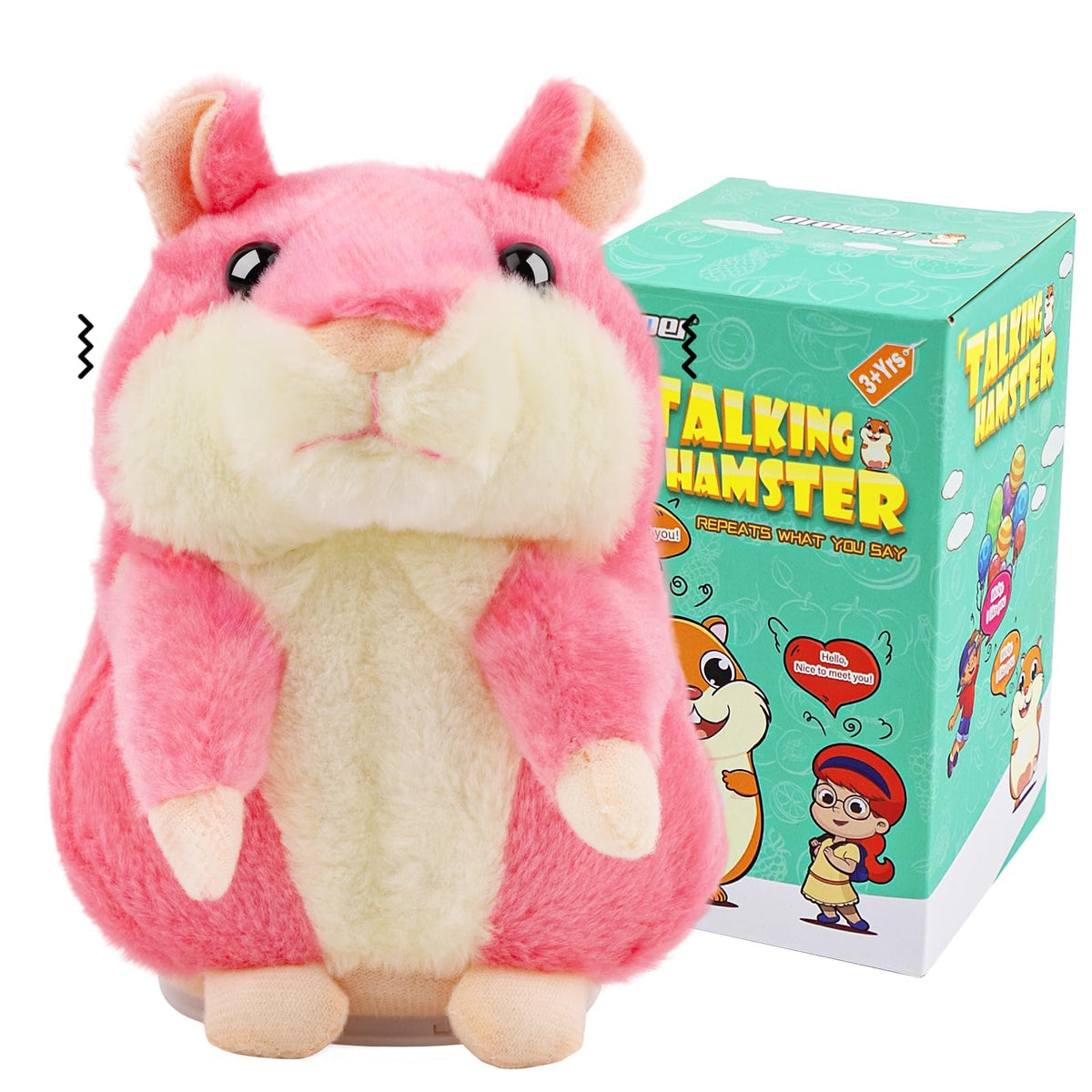 Qrooper Talking Hamster front view, soft plush for comforting play.