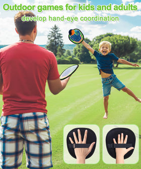 Qrooper Toss and Catch at the beach showing soft sticky ball for casual play