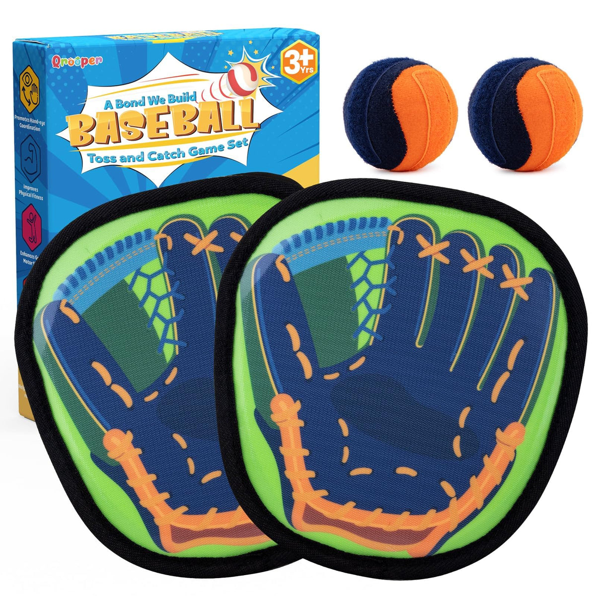 Qrooper Toss and Catch game set with soft balls for safe outdoor play