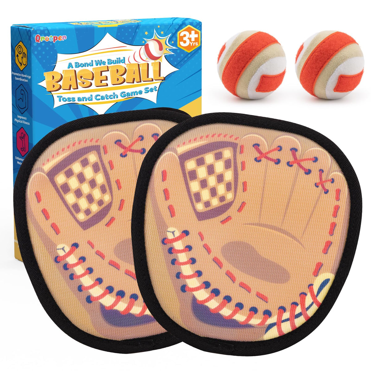 Qrooper Toss and Catch Ball Set with soft balls for safe family play.